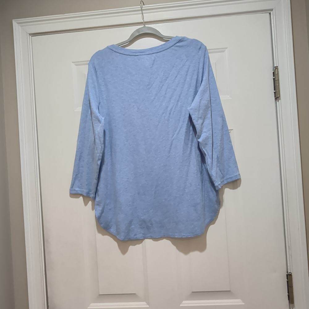 nwt tommy bahama Scoop Neck 3/4 Sleeve Blue Cotton Shirt Women's Size XL - Picture 3 of 9